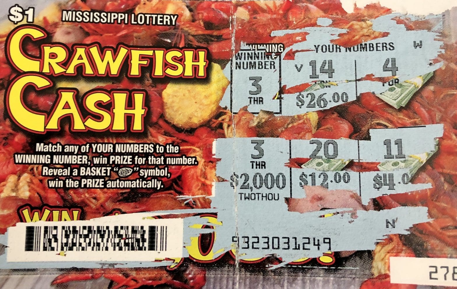 A Walnut woman won $2,000 from a Crawfish Cash scratch-off game purchased from Blue Sky on James Otis Smith in Walnut.