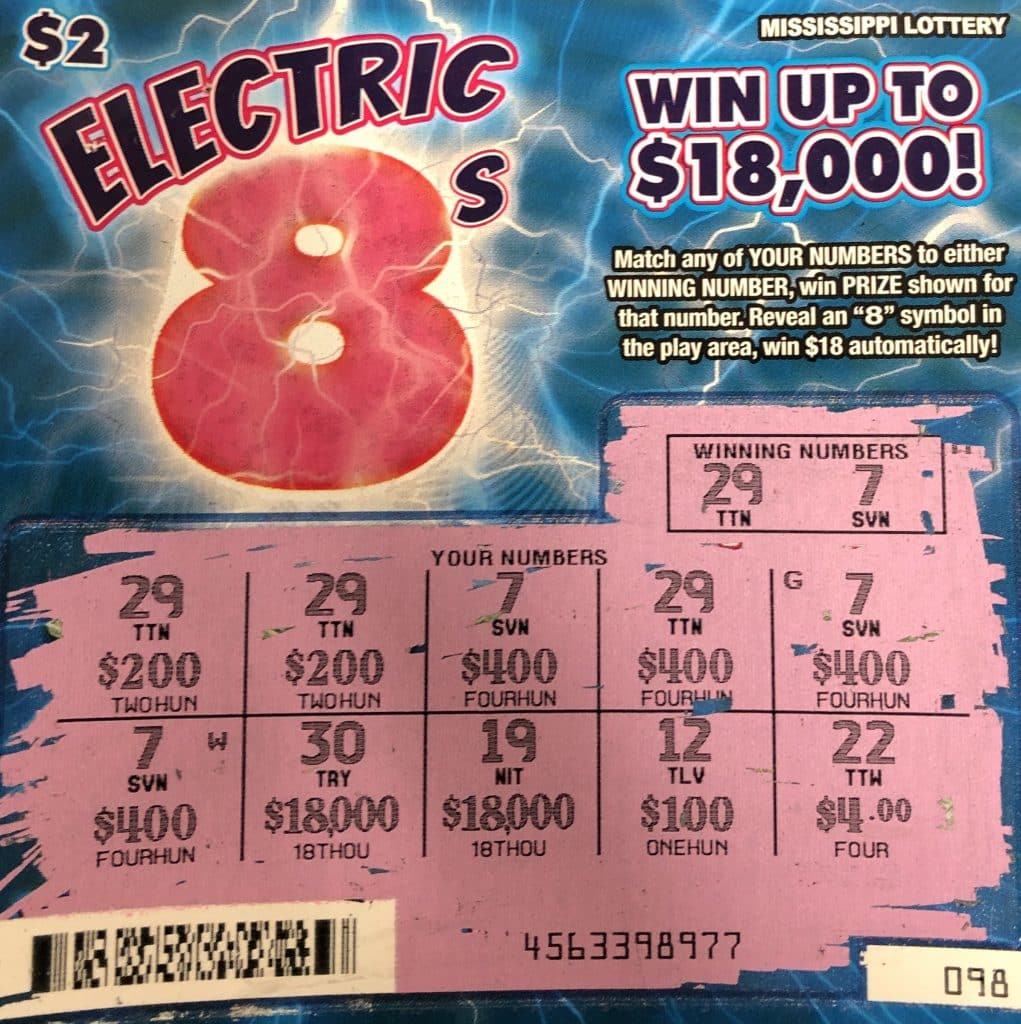 A Sallis woman won $2,000 from an Electric 8s scratch-off game purchased at Singh Food Mart on Natchez St., Kosciusko.