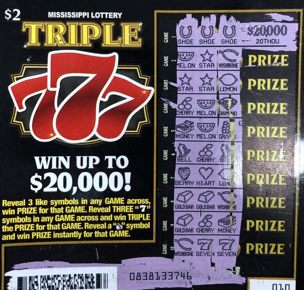 A Steens man won $20,000 from a Triple 7s scratch-off game purchased at Malones Grocery on Cal-Steens Rd., Caledonia.