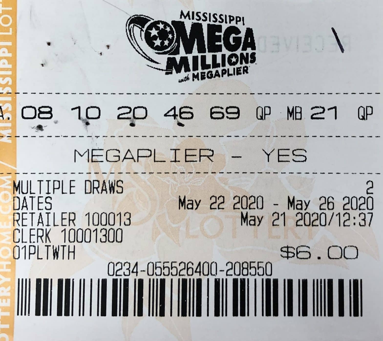 A Lucedale woman won $2,000 on a Mega Millions ticket purchased at The Chopping Block on Hwy. 613, Moss Point.