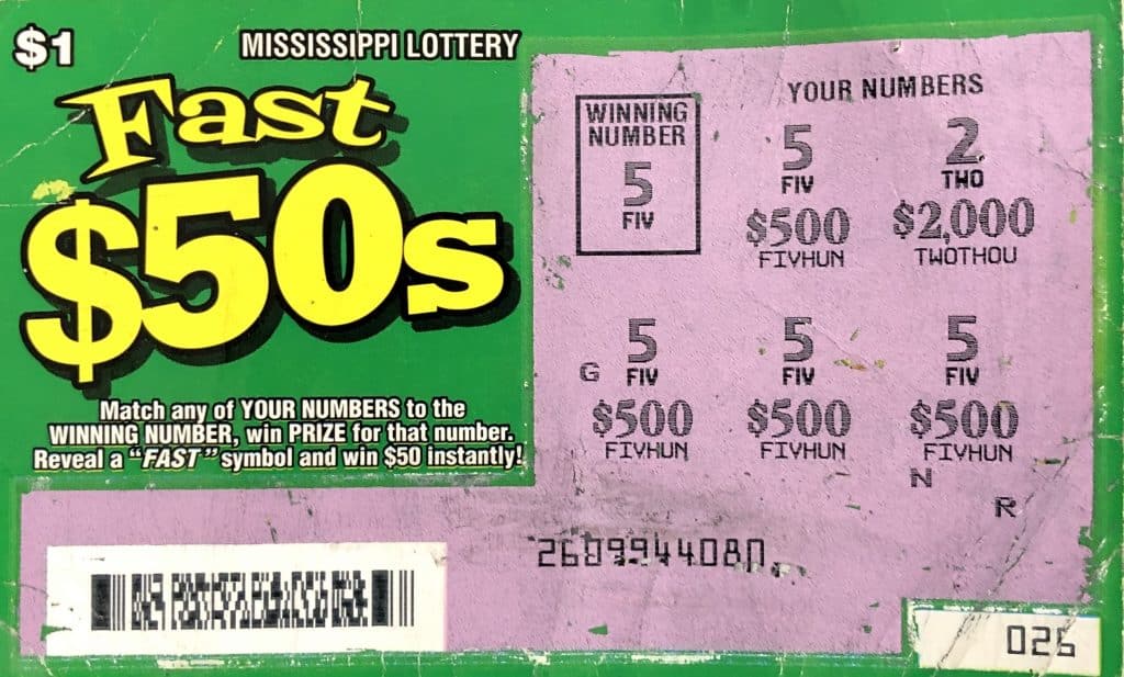 A Natchez man won $2,000 on a Fast 50s scratch-off game purchased at Sprint Mart on Hwy. 61 S., Natchez.