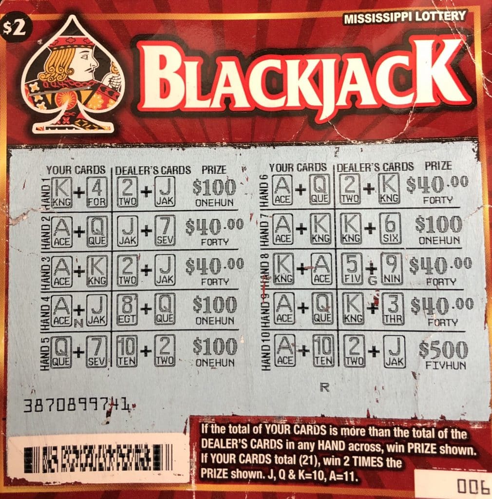 A Reform, Ala., man won $2,000 on a Blackjack scratch-off game purchased from Country 82 on Highway 182 E., Columbus.