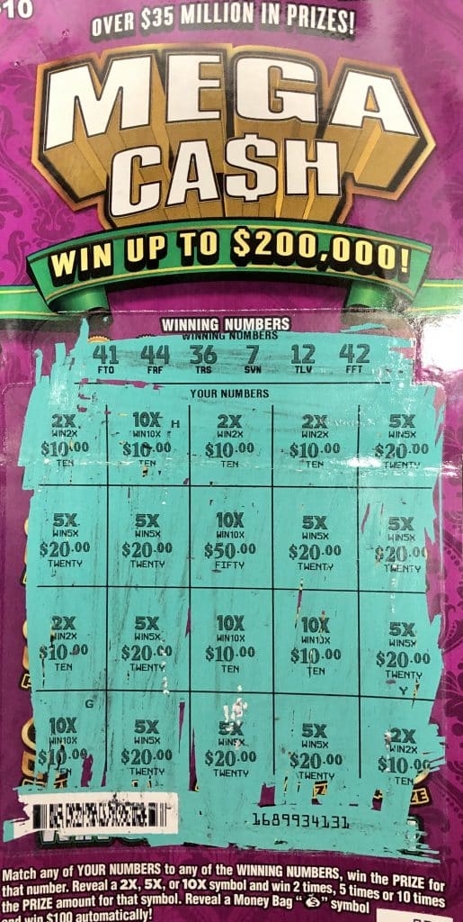 A Columbus man won $2,000 on a Mega Ca$h scratch-off game purchased at Sun Express on S. Gloster St., Tupelo.