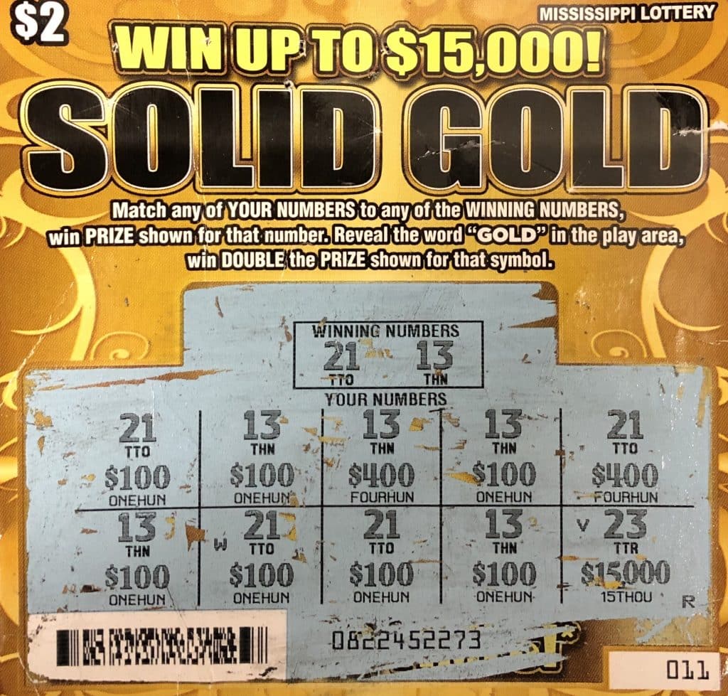 An Ecru man won $1,500 on a Solid Gold scratch-off game purchased at Eastside Express on E. Oxford St., Pontotoc.