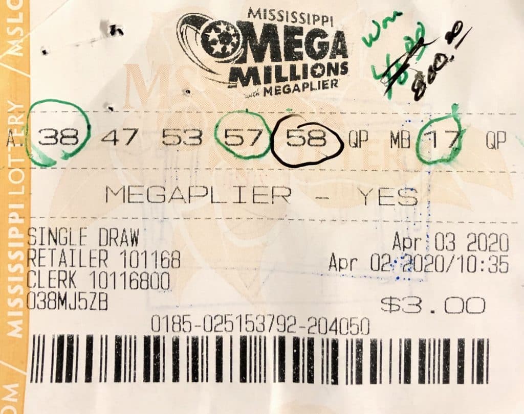 A Gautier man won $800 on a Mega Millions ticket purchased from McDaniels General Merchandise INC on Highway 49 in McHenry.