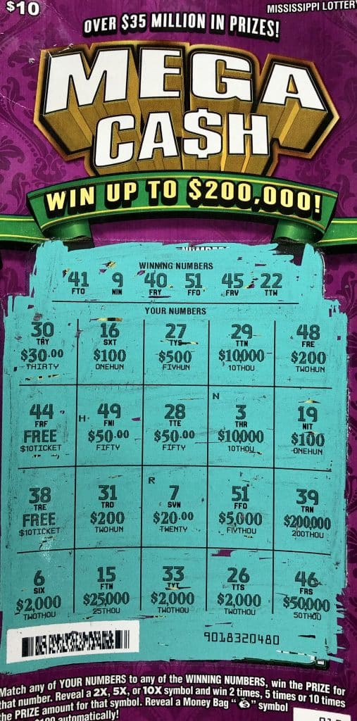 A Grenada man won $5,000 on a Mega Ca$h scratch-off game purchased at Spring Mart on Sunset Dr., Grenada.