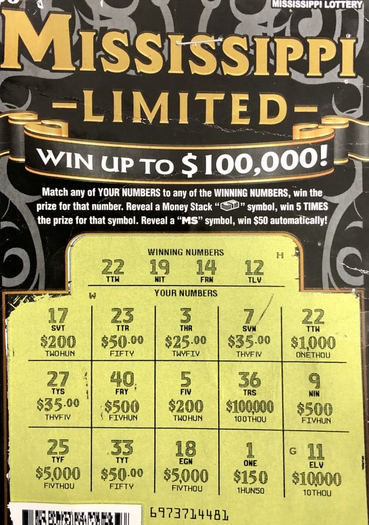 A Gulfport player won $1,000 on a Mississippi Limited scratch-off game purchased at Webber Discount Xpress on Klein Rd., Gulfport.