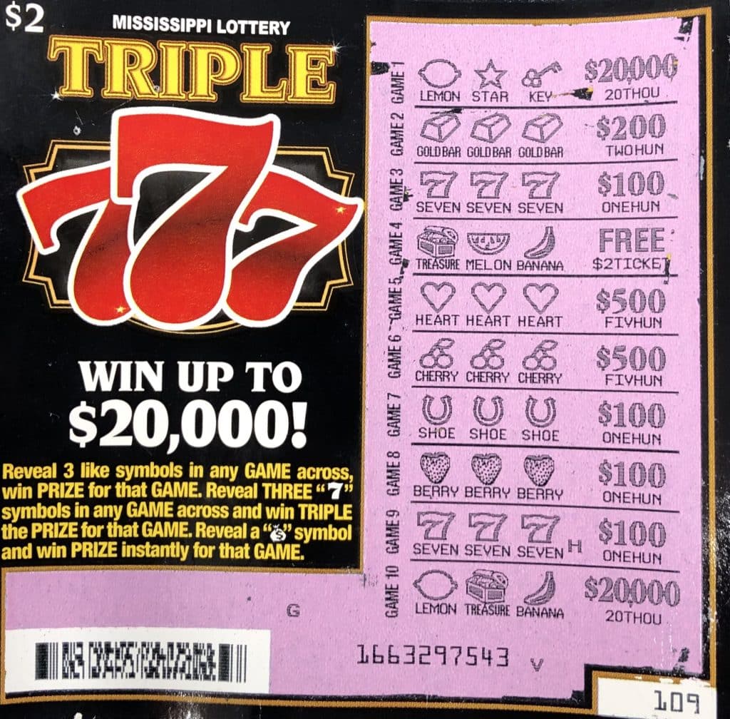 A Utica man won $2,000 on a Triple 7s scratch-off game purchased at Suds N Smokes on Hwy. 27, Vicksburg.