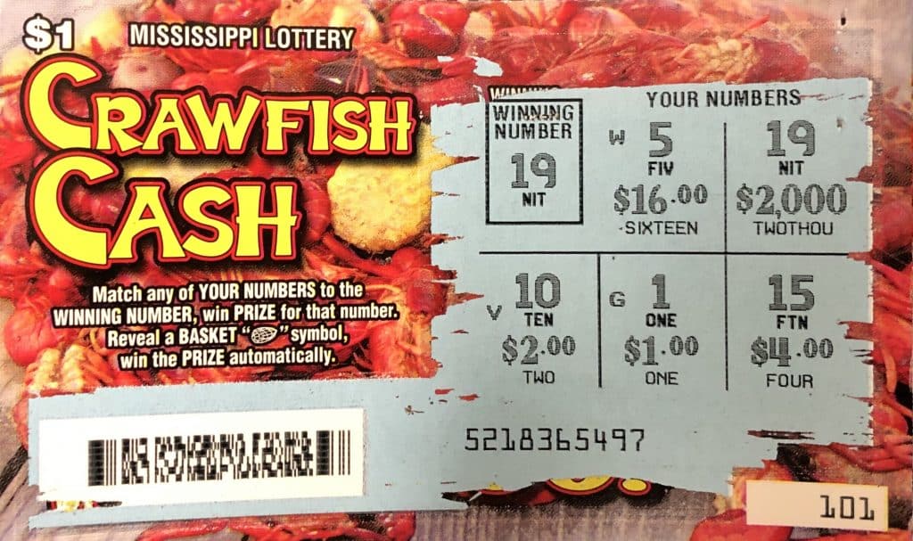 A Vicksburg woman won $2,000 on a Crawfish Cash scratch-off game purchased at B.G. JR on E. Clay St., Vicksburg.