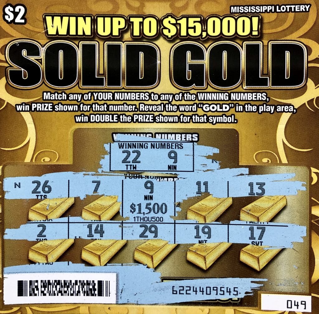 A Gulfport man won $1,500 on a Solid Gold scratch-off game purchased at Clark Oil on Canal Rd., Gulfport.