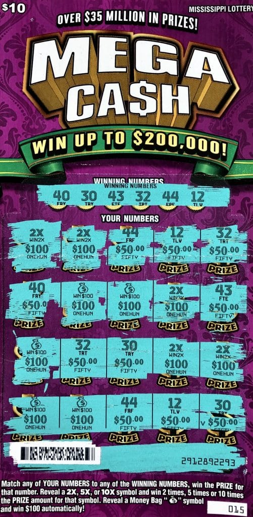 A Gulfport man won $2,000 on a Mega Ca$h scratch-off game purchased from Robinwood One Stop LLC on Highway 49, Saucier.