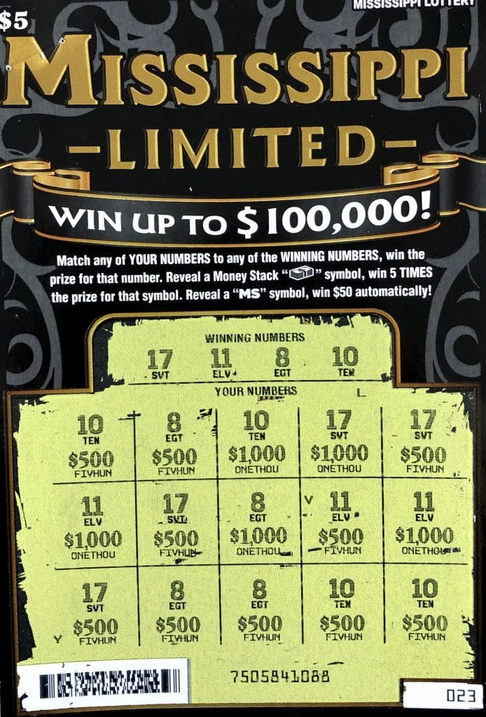 A Saltillo woman won $10,000 on a Mississippi Limited scratch-off game purchased at Blue Sky on Turner Park Rd., Saltillo.