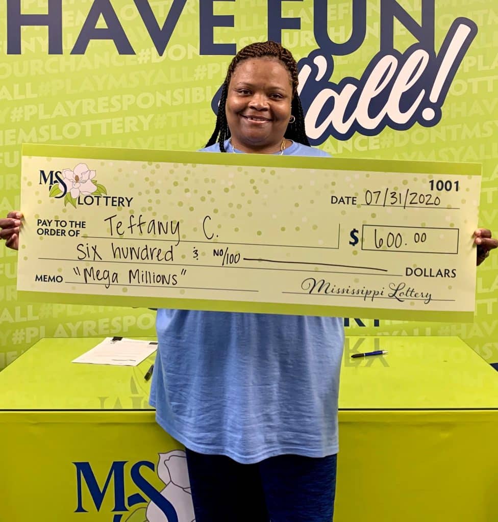 Teffany C. of Durant won $600 on a Mega Millions ticket purchased from Kangaroo Crossing #102 on Depot Street HWY 12, Lexington.