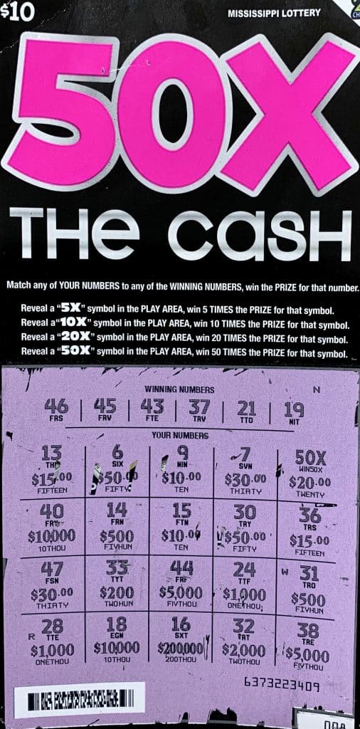 A Fayette, Ala., man won $1,000 on a 50X THE CASH scratch-off game purchased from Tri Star Inc. on HWY 12 E., Caledonia.