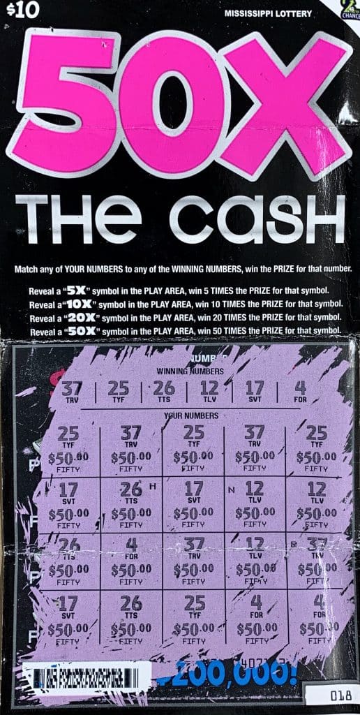 A Philadelphia player won $1,000 on a 50x The Cash scratch-off game purchased at Bobby’s Country Store on Hwy. 16 E., Philadelphia.