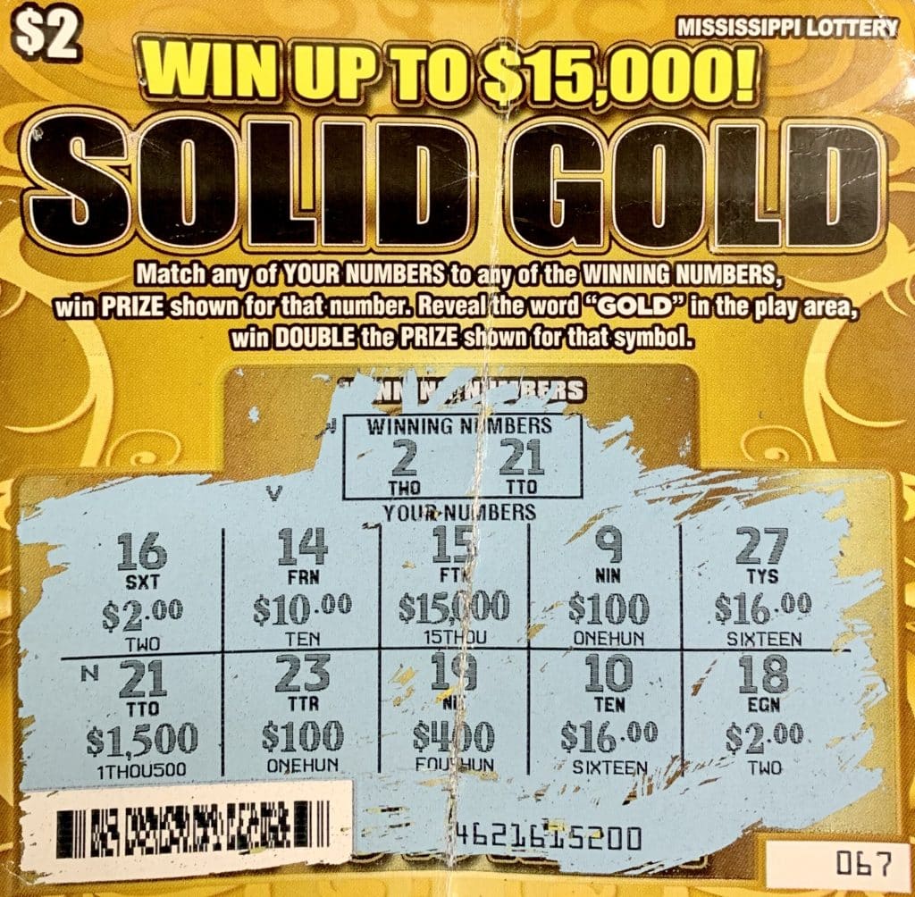 A Jackson man won $1,500 on a Solid Gold scratch-off game purchased from West Street Express INC on North St., Jackson.