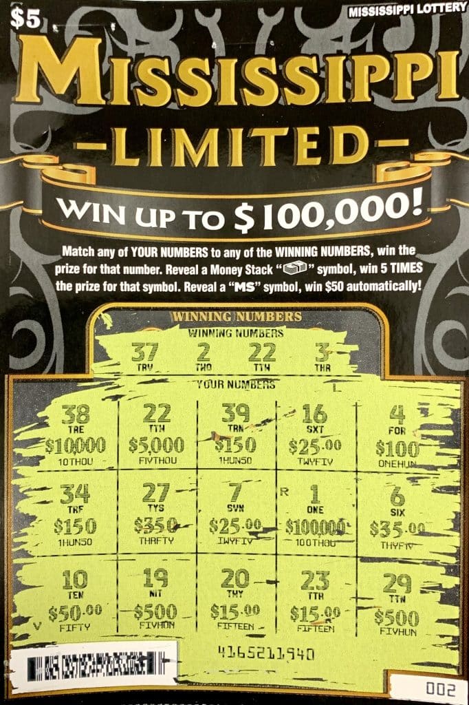 A Louisville man won $5,000 on a Mississippi Limited scratch-off game purchased from Louisville Pit Stop #2 on N. Columbus Ave., Louisville.