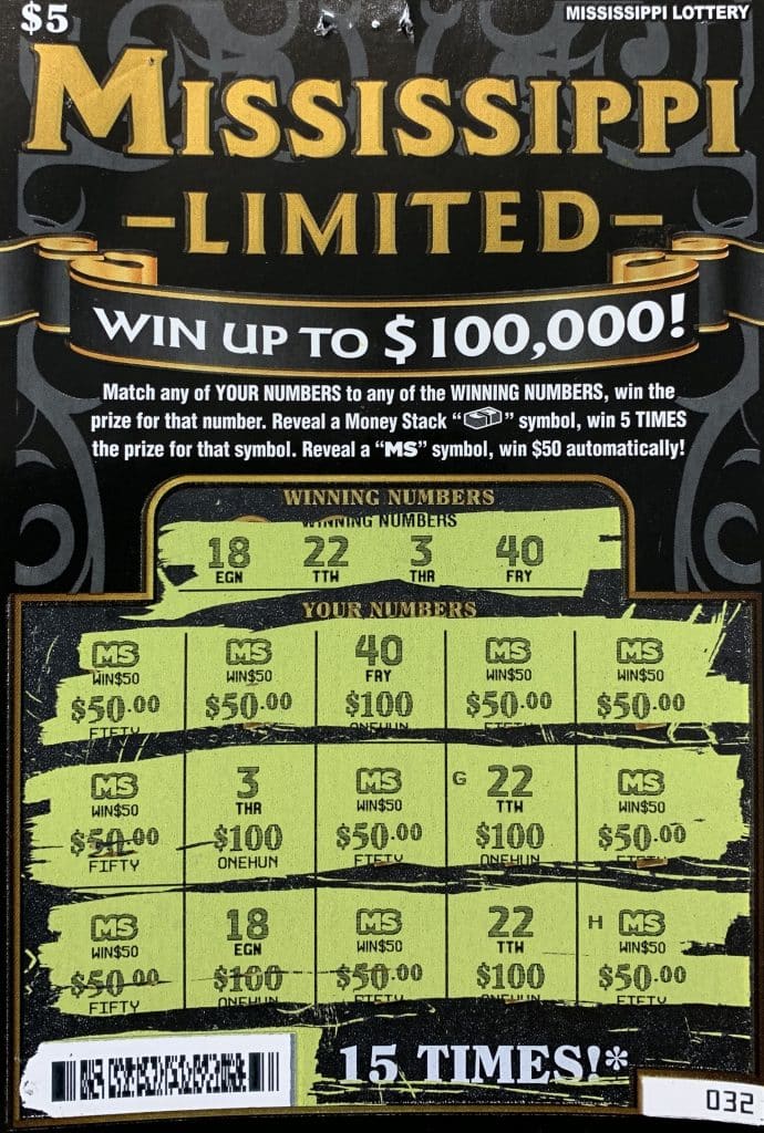 A Pascagoula man won $1,000 on a MS Limited scratch-off game purchased from Neighborhood Store on Ingalls Ave., Pascagoula.