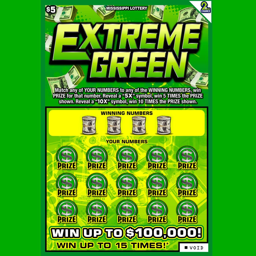 Extreme Green scratch-off game for the Mississippi Lottery