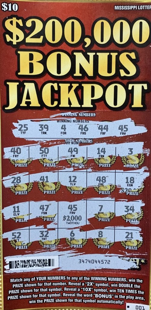 A Bolivar County player won $2,000 on a $200,000 Bonus Jackpot scratch-off game purchased from Gaines WB Truckstop LLC on Gaines HWY, Boyle.