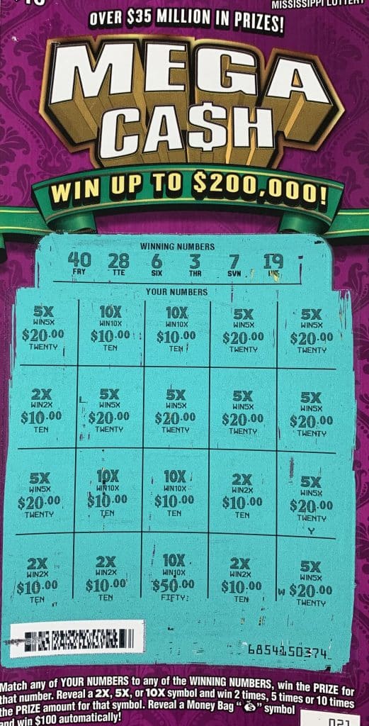 A Jackson man won $2,000 on a Mega Cash scratch-off game purchased from Shakti Food and Gas on Raymond Rd., Jackson.