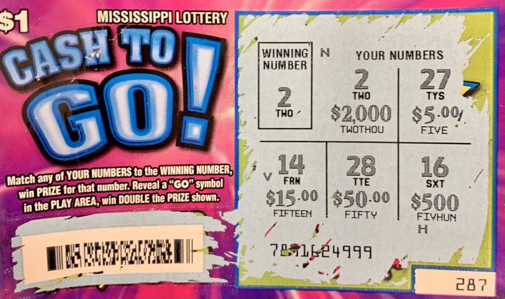 A Mobile, Ala., woman won $2,000 on a Cash to Go scratch-off game purchased at Midway Food Mart on Forts Lake Road, Moss Point.