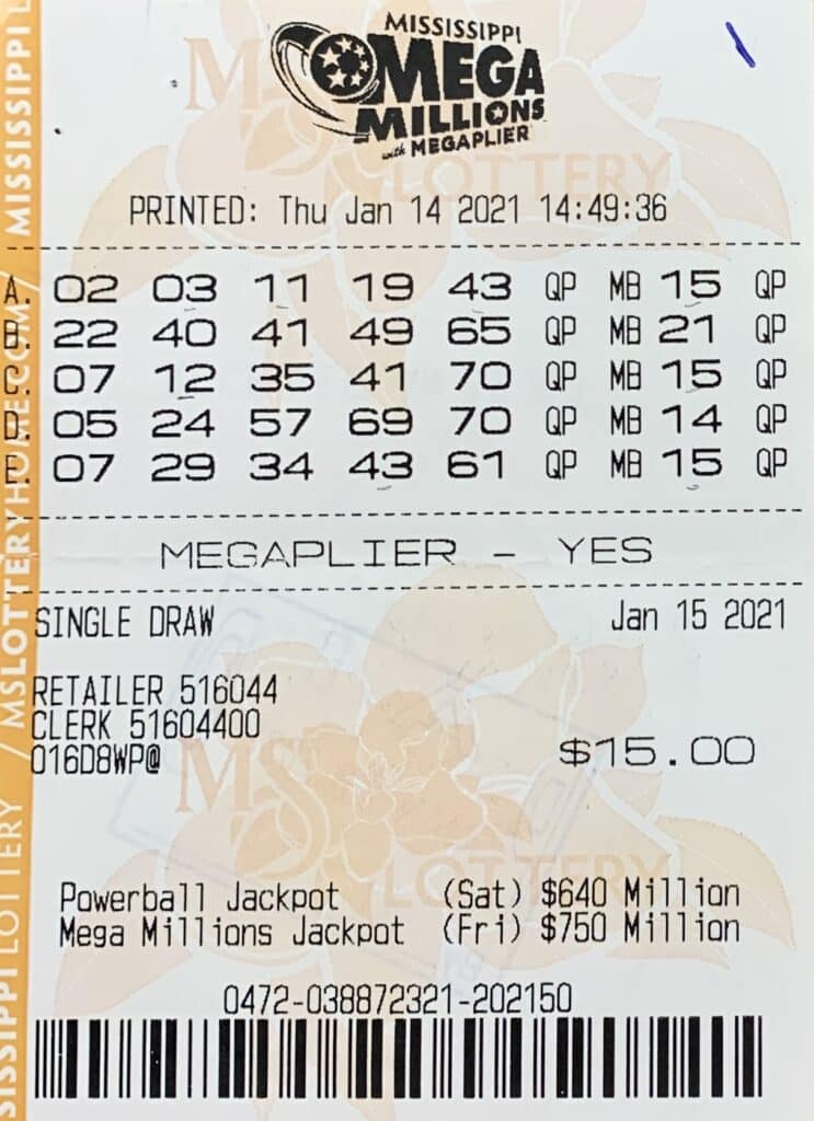 A Biloxi man won $832 on a Mega Millions ticket purchased from Murphy Oil on Eisenhower Dr., Biloxi.