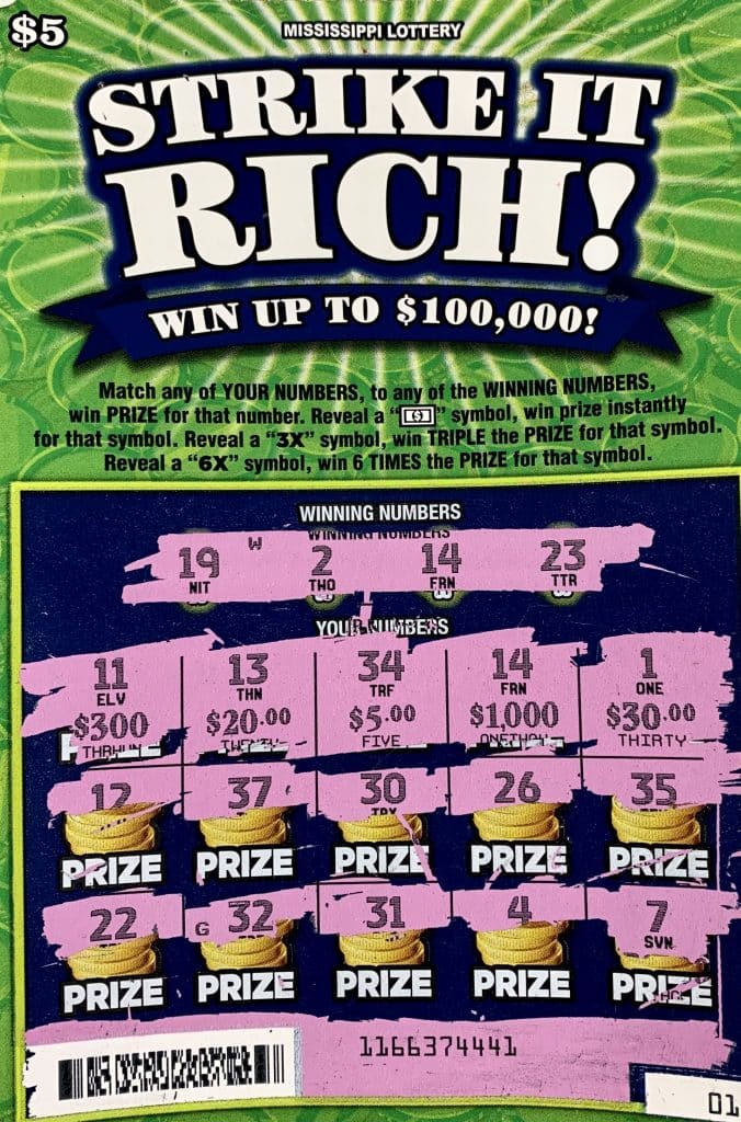 A Clarke County player won $1,000 on a Strike it Rich scratch-off game purchased from Ramco Minit Mart on S. Archuse Ave., Quitman.