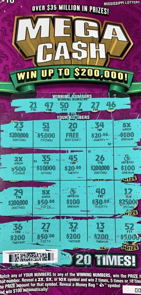 A Columbus player won $2,000 on a Mega Ca$h scratch-off game purchased from Laminsa Oil Corporation of Columbus on Main St., Columbus.