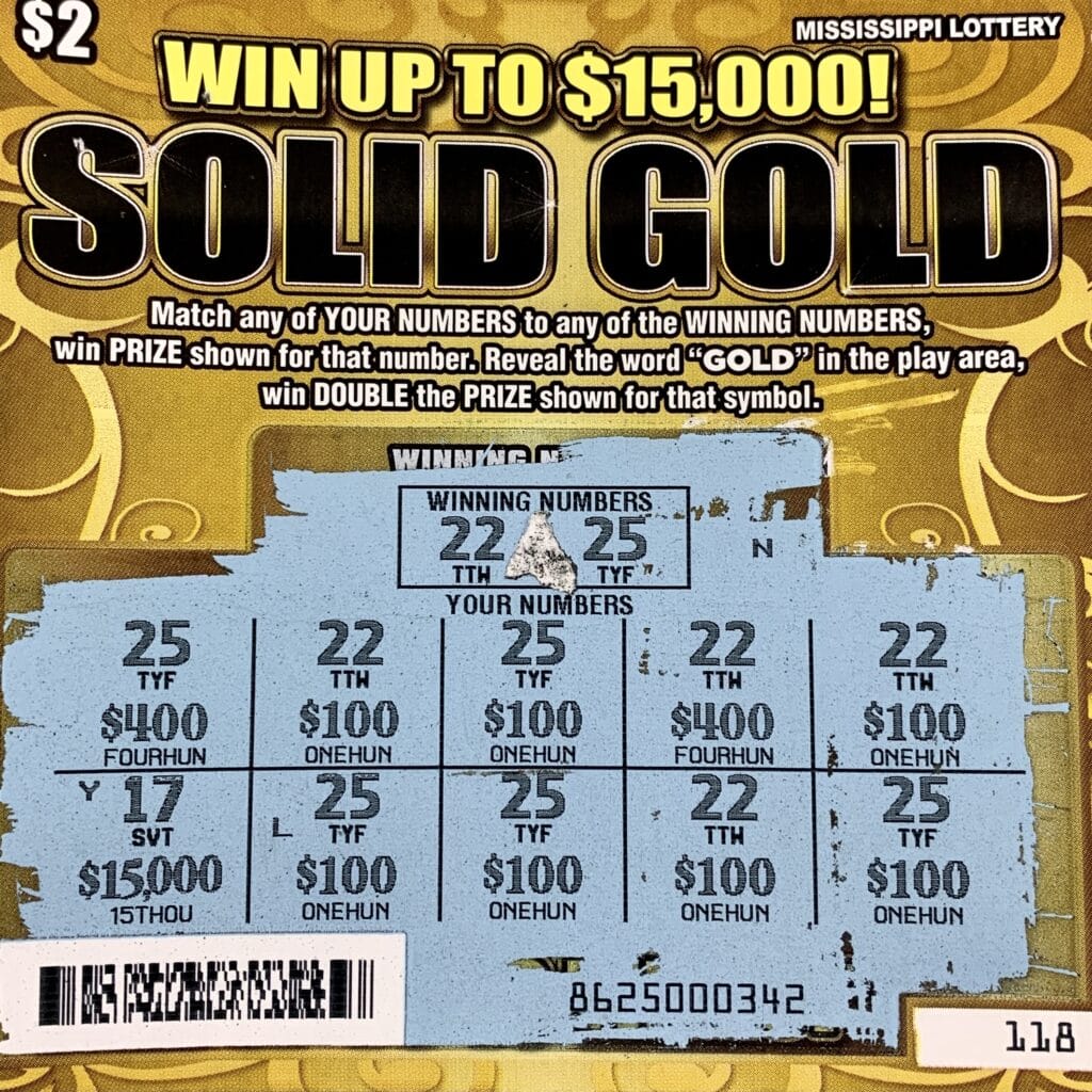 A Lucedale woman won $1,500 on a Solid Gold scratch-off ticket purchased from Central Station on Hwy. 26 W., Lucedale.