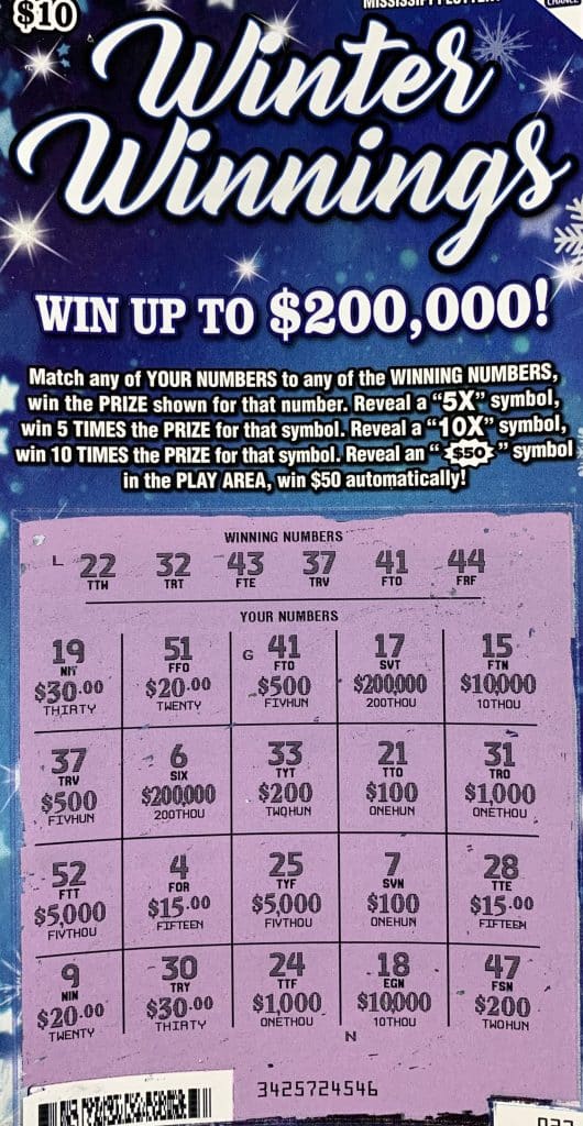 A McComb man won $1,000 on a Winter Winnings scratch-off game purchased at Love’s Food Mart on N. Broadway St., McComb.