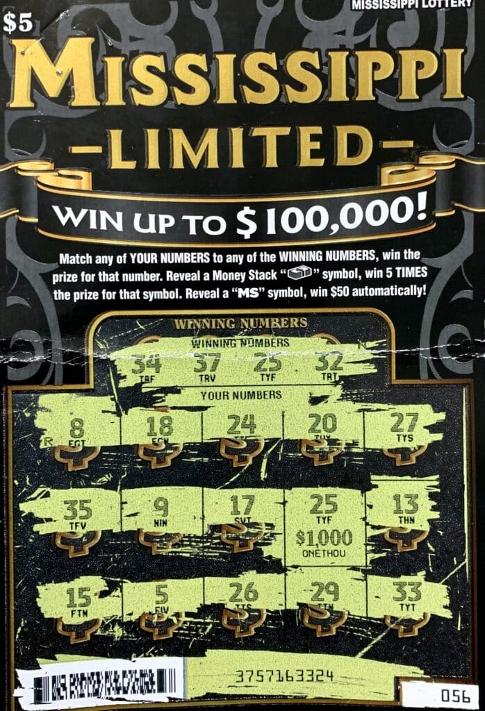 An Olive Branch woman won $1,000 on a Mississippi Limited scratch-off game purchased from Bethel Road LLC on Bethel Rd., Olive Branch.