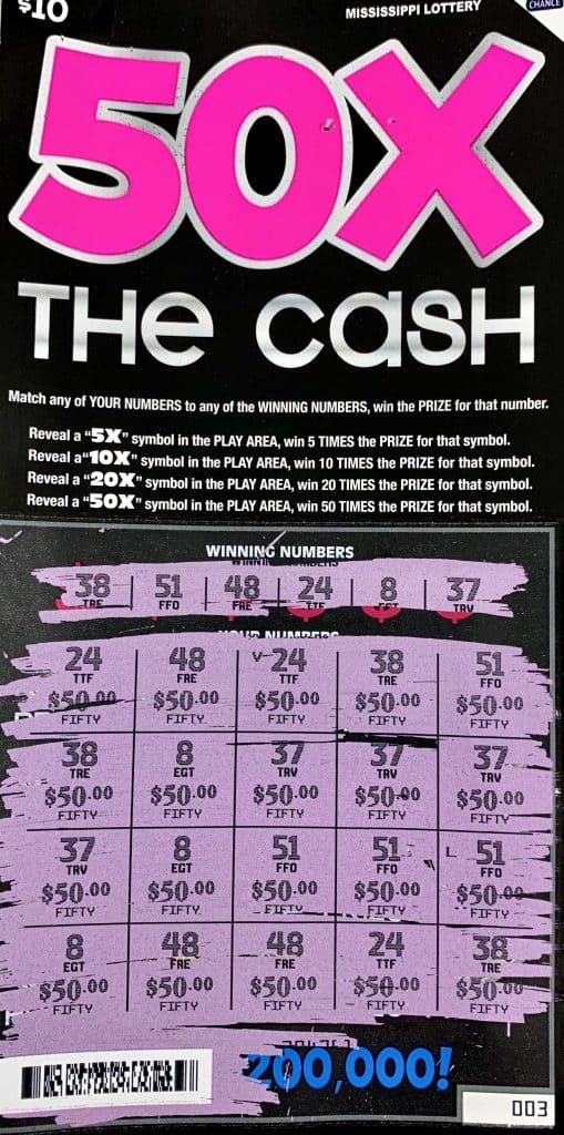 A Quitman man won $1,000 on a 50x the Cash scratch-off game purchased from Mike’s Beer & Tobacco on Azalea Dr., Waynesboro.