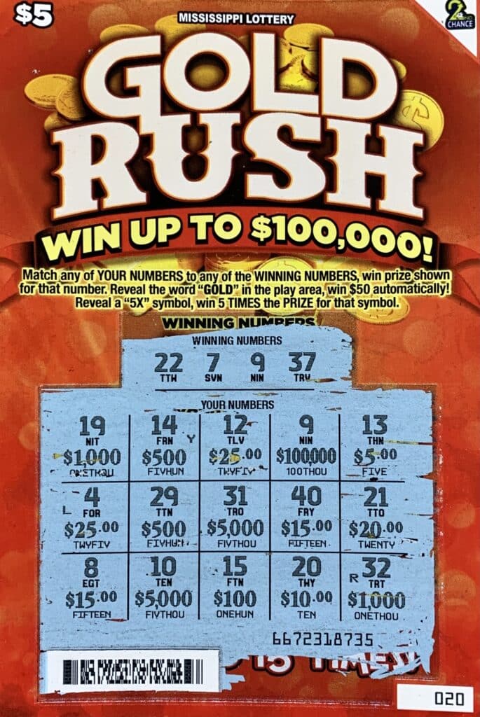 A Greenville man won $100,000 on a Gold Rush scratch-off game purchased from Rick’s Express #10 on N. Broadway St., Greenville.