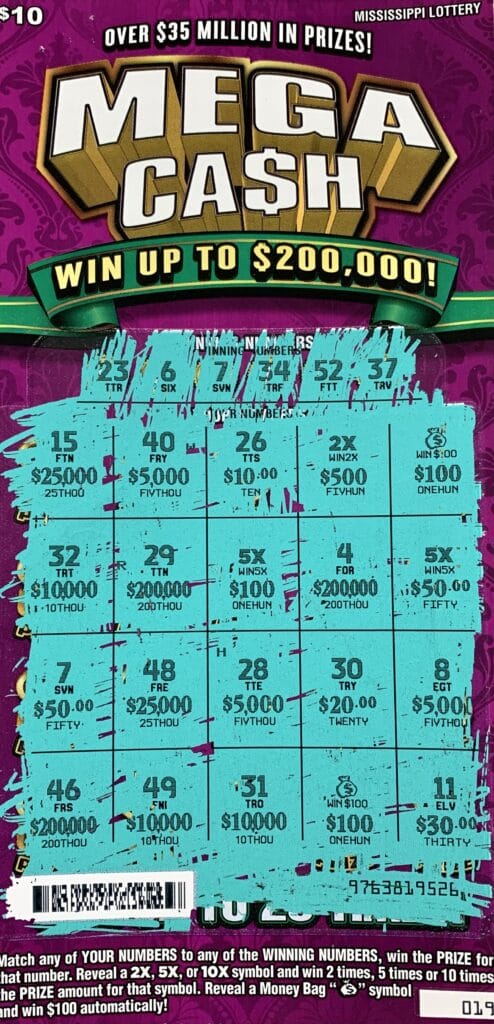 A Hattiesburg woman won $2,000 on a Mega Ca$h scratch-off game purchased from Circle K on Chantilly St., Laurel.