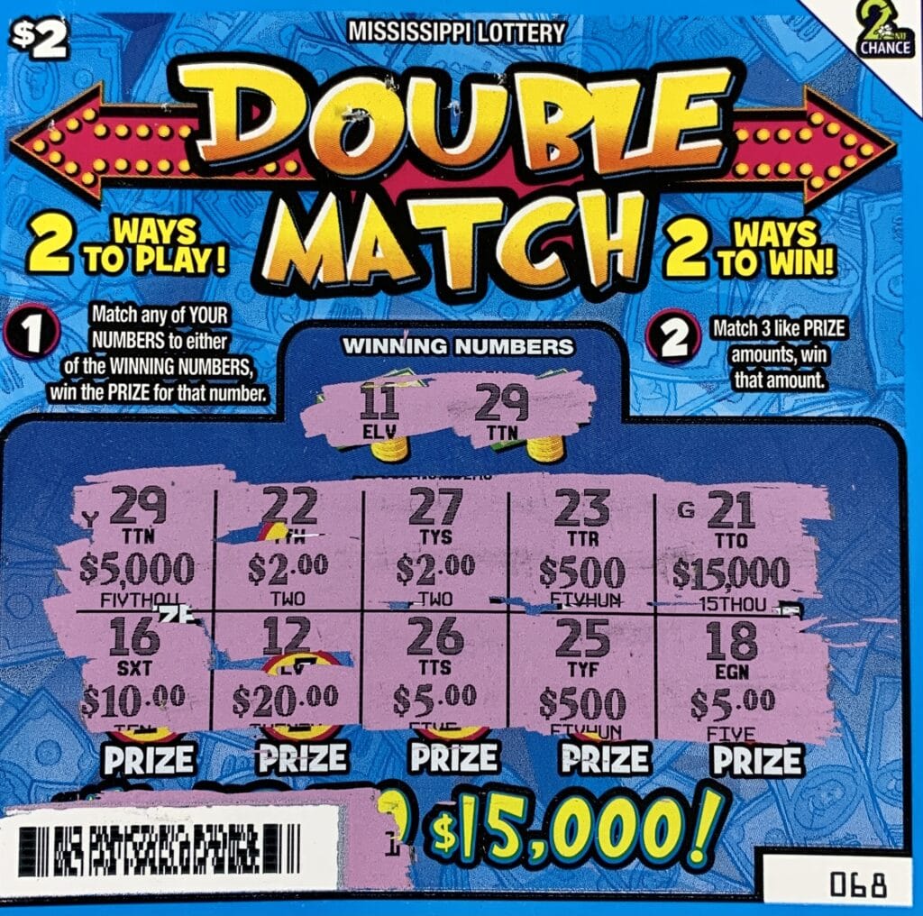 A Petal man won $5,000 on a Double Match scratch-off game purchased from Circle K on Beach Blvd., Long Beach.