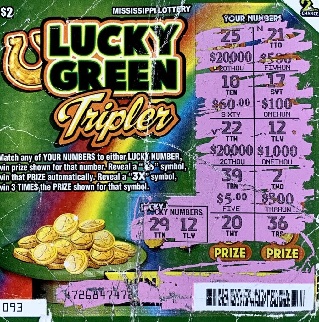 A Hattiesburg man won $1,000 on a Lucky Green Tripler scratch-off game purchased from Flash Market LLC #220 on Hwy. 98 W., Hattiesburg.