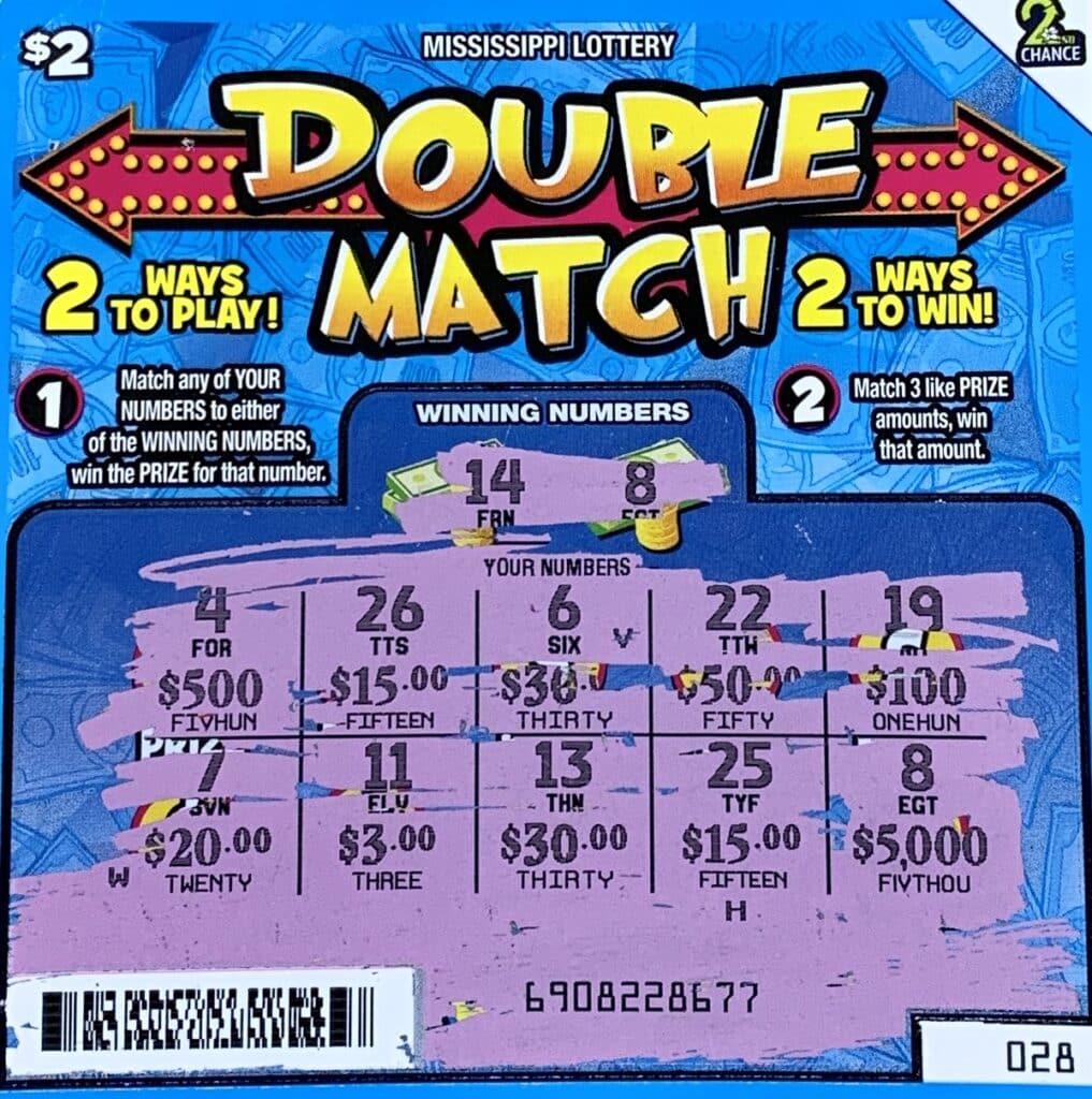 A Raymond man won $5,000 on a Double Match scratch-off game purchased from Raymond Grocery on E. Main St., Raymond.