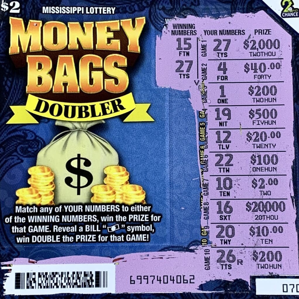 A Bay St. Louis man won $2,000 on a Money Bags Doubler scratch-off game purchased from Clark Oil on Hwy. 90, Bay St. Louis.