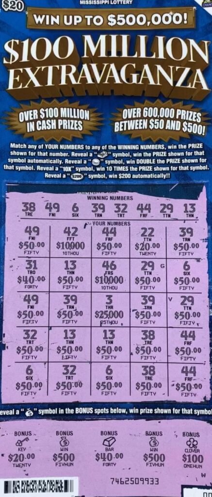 A Columbus woman won $2,000 on a $100 Million Extravaganza scratch-off game purchased from Sprint Mart #4135 on Hwy. 182 E., Columbus.