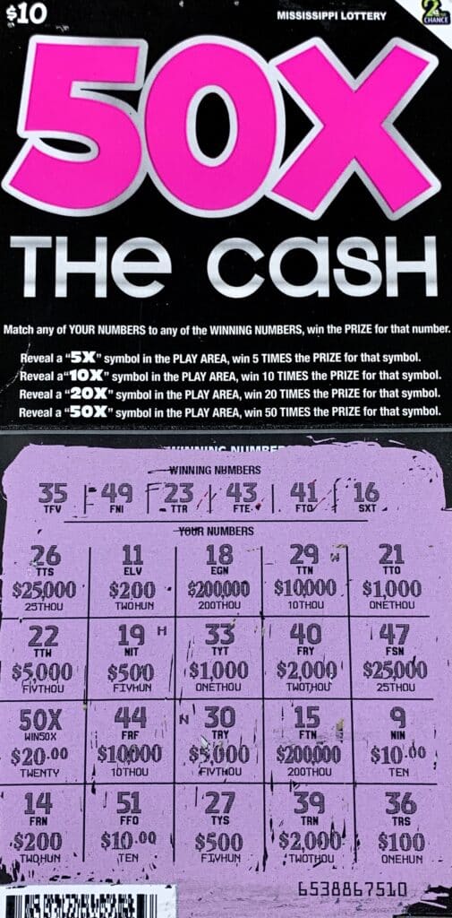 A Stone County woman won $1,000 on a 50x the Cash scratch-off game purchased from Donco #5 on Hwy. 49, McHenry.