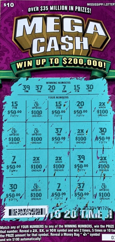 A Tupelo player won $2,000 on a Mega Ca$h scratch-off game purchased from S & R Supermart & Deli LLC on Ida St., Tupelo.