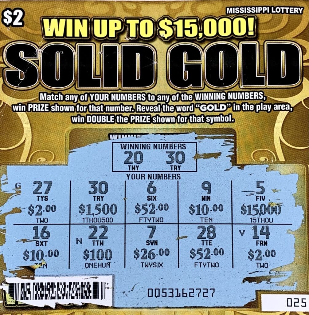 A Corinth player won $1,500 on a Solid Gold scratch-off game purchased at Wholesale Tobacco & Beer on S. Cass St., Corinth.