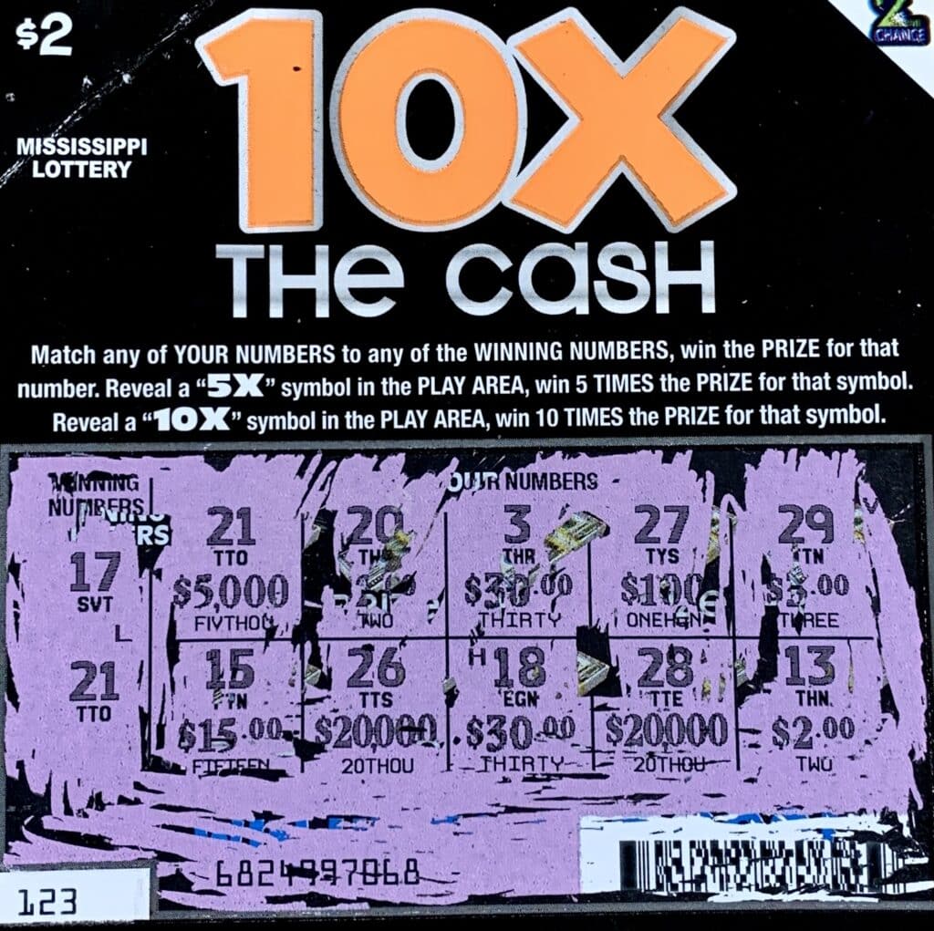 A Florence man won $5,000 on a 10x the Cash scratch-off game purchased at Circle K #2723742 on Siwell Rd., Jackson.