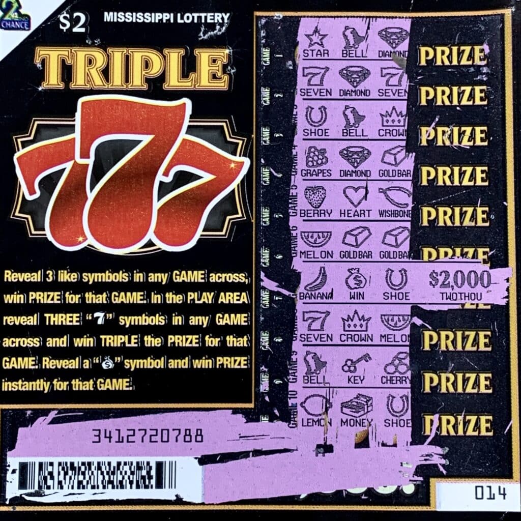 A Lucedale woman won $2,000 on a Triple 777 scratch-off game purchased from Dixie Depot Courtyard Lane on Hwy. 613, Lucedale.