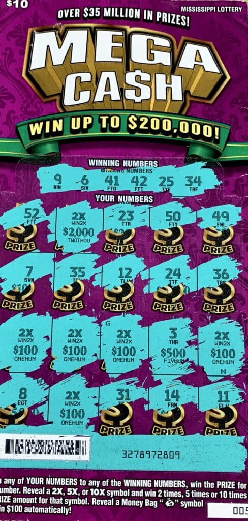 A Lafayette County woman won $5,000 on a Mega Ca$h scratch-off game purchased from Oxford Jay Goga LLC on University Ave., Oxford.