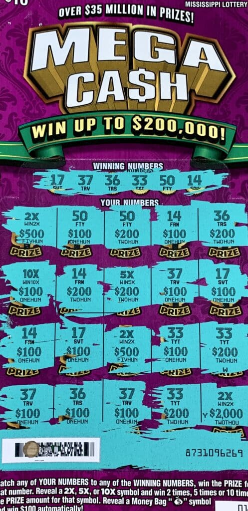 A Ripley woman won $10,000 on a Mega Ca$h scratch-off game purchased from Ripley One Stop LLC on City Ave., Ripley.