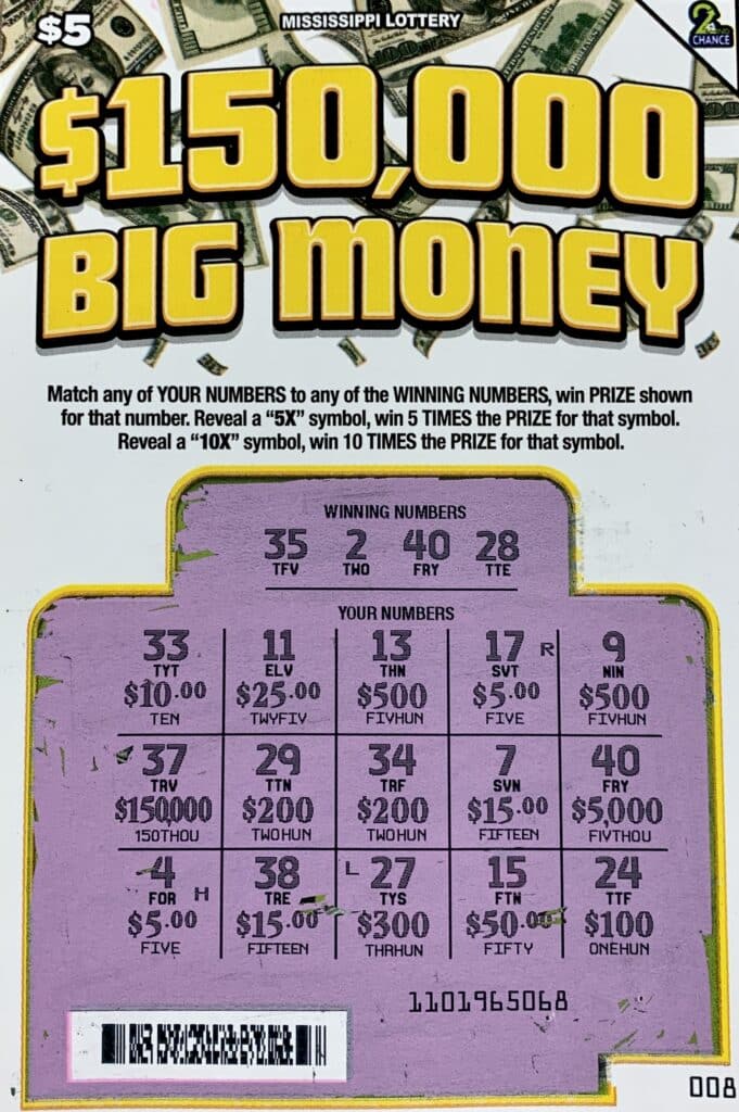 A Brandon woman won $5,000 on a $150,000 Big Money purchased at Star Mart on Hwy. 471, Brandon.