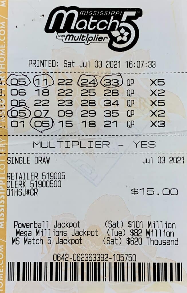 A Drew man won $1,000 on a Mississippi Match 5 ticket purchased at Cleveland Gasmart on West Sunflower Rd., Cleveland.