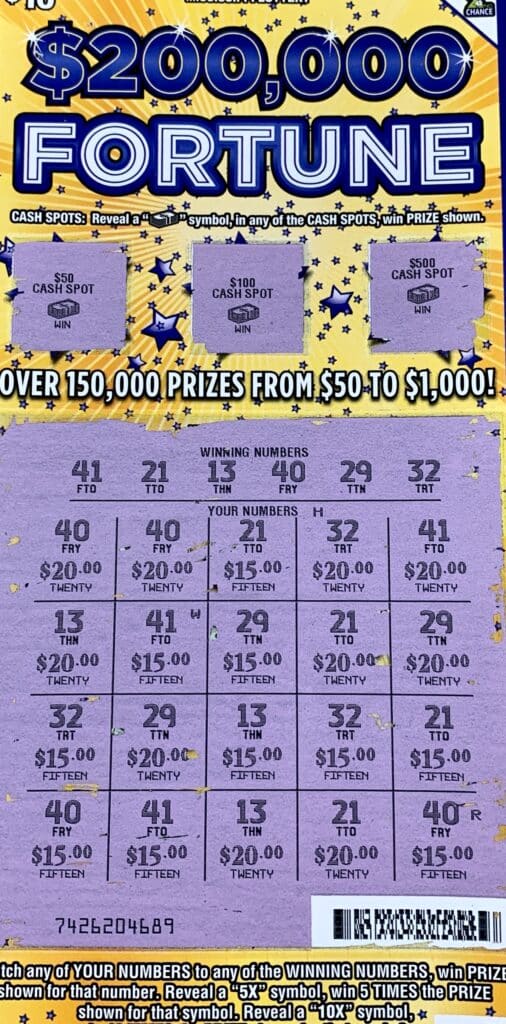 A Jackson man won $1,000 on a $200,000 Fortune scratch-off game purchased from Sprint Mart #107 on N. State St., Jackson.